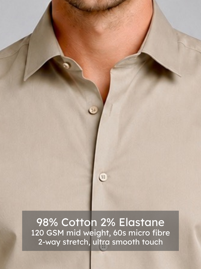 Slim Fit Beige Luxe Stretch Shirt.