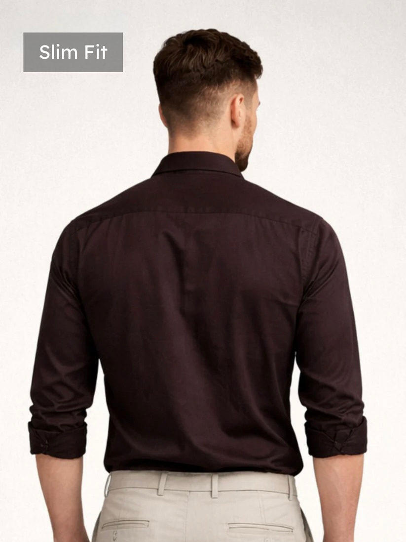 Slim Fit Brown Luxe Stretch Shirt