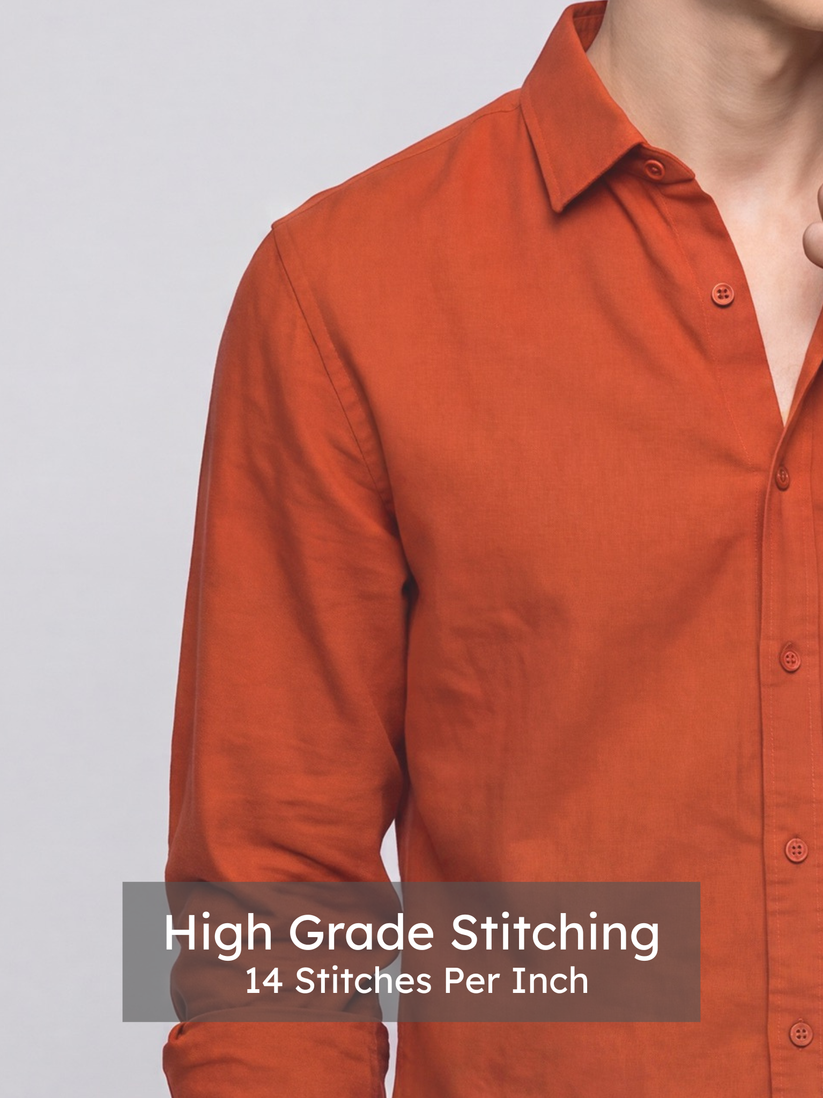 Linen Rich Orange Shirt