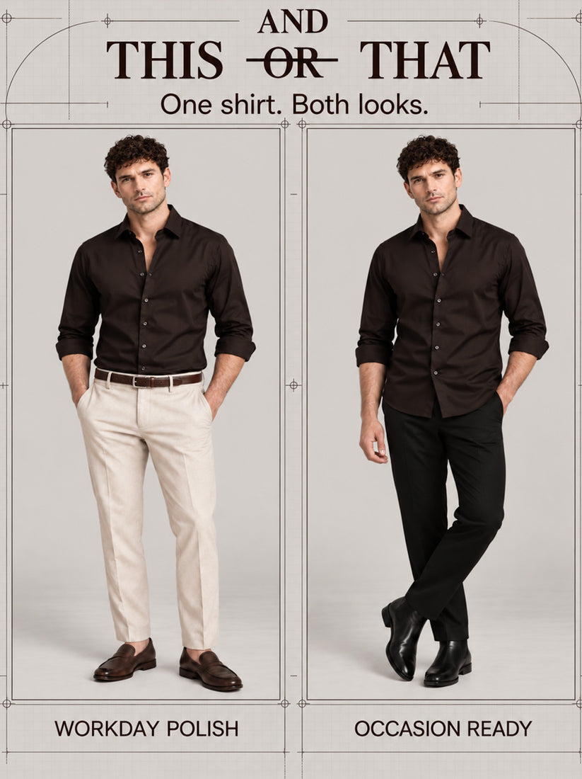 Slim Fit Brown Giza Cotton Classic Shirt