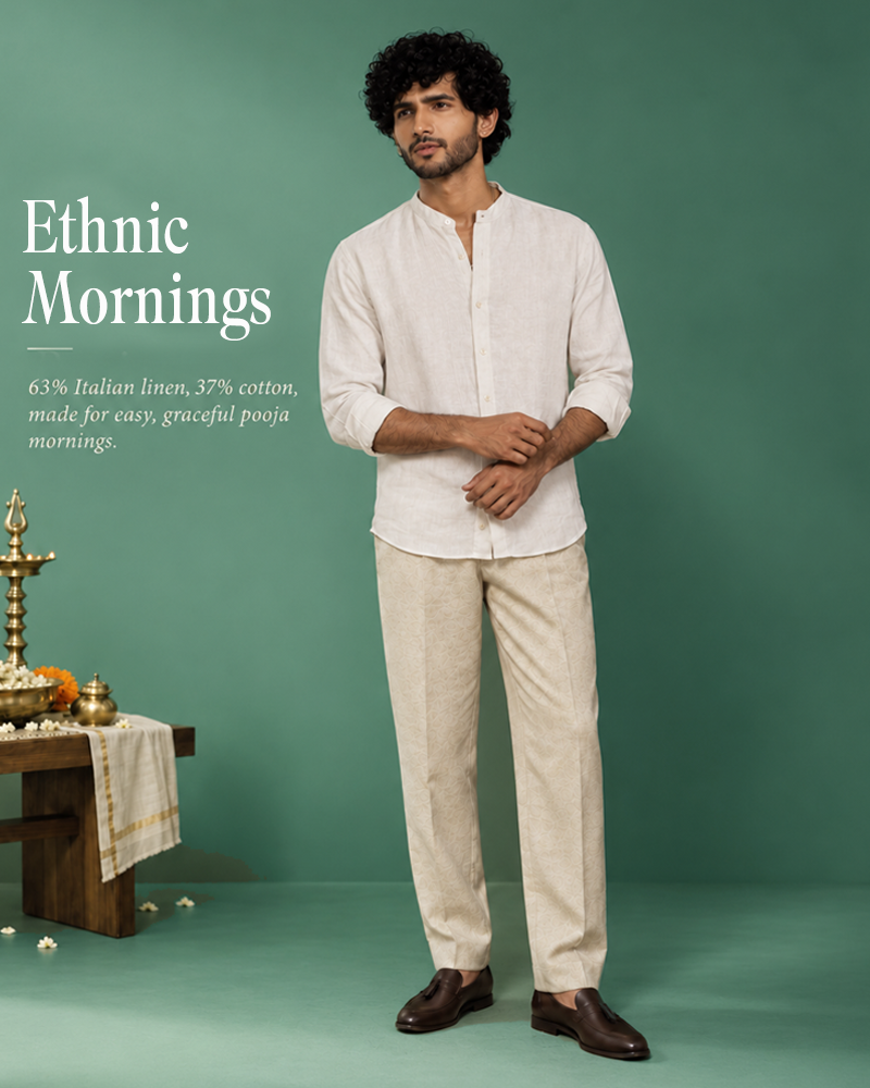 Pure Linen Popover Shirt - White