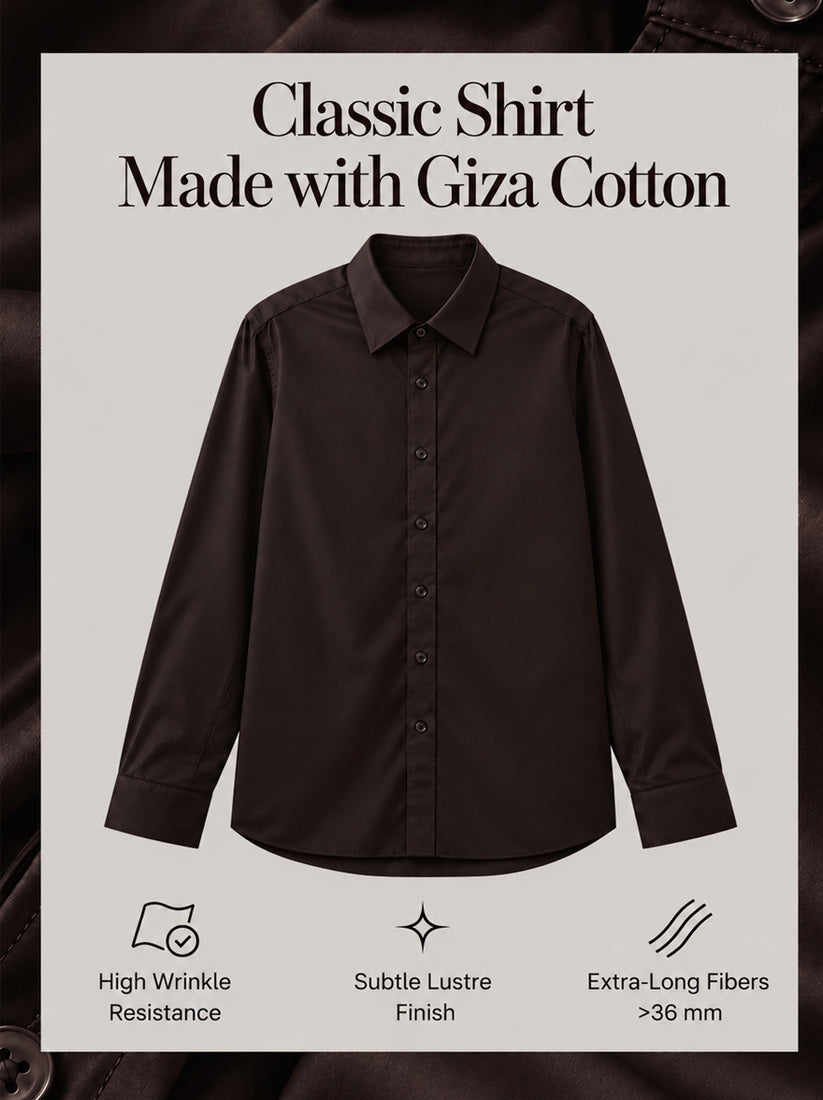 Slim Fit Brown Giza Cotton Classic Shirt