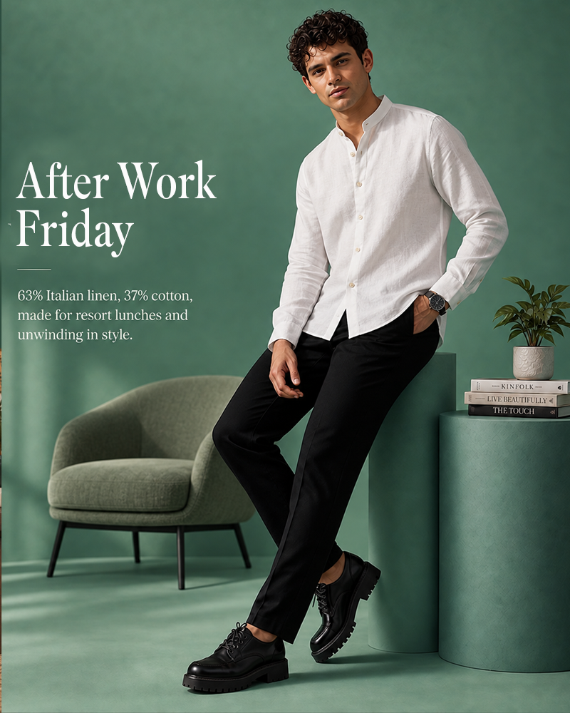 Pure Linen Popover Shirt - White