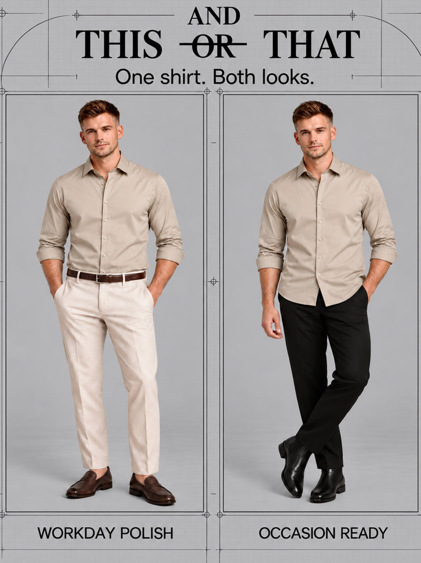 Slim Fit Beige Giza Cotton Classic Shirt