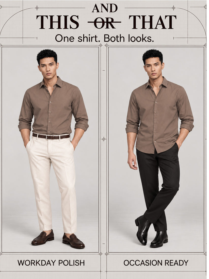 Slim fit Mocha Giza Cotton Classic Shirt