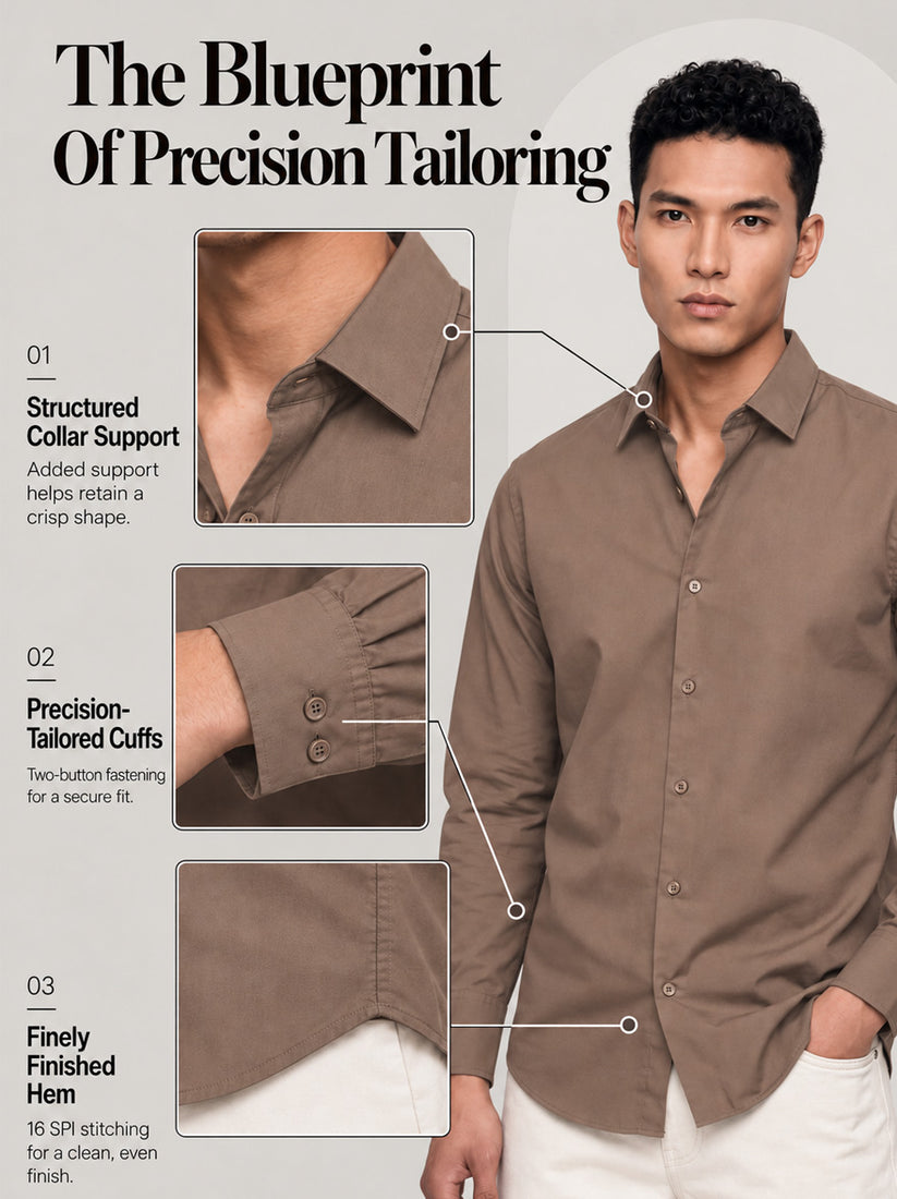 Slim fit Mocha Giza Cotton Classic Shirt