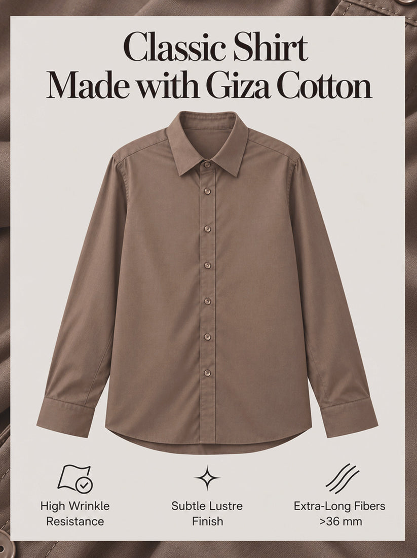 Slim fit Mocha Giza Cotton Classic Shirt