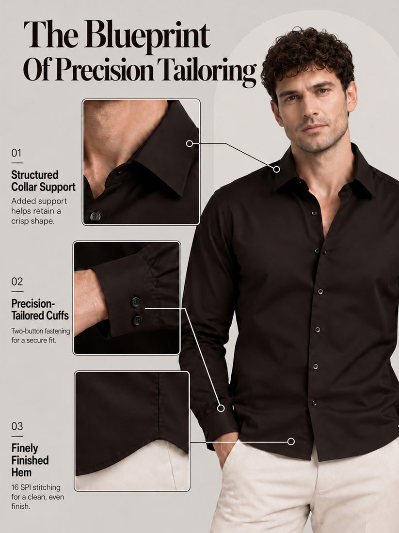 Slim Fit Brown Giza Cotton Classic Shirt