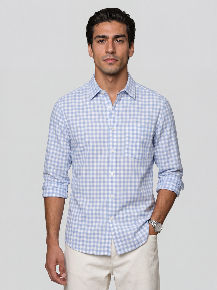 Blue Oxford Check Shirt