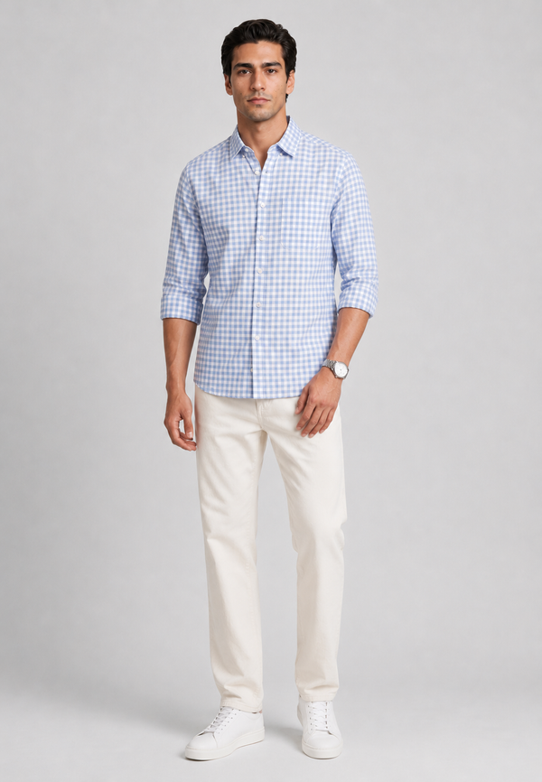 Blue Oxford Check Shirt