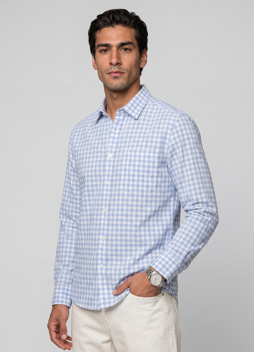 Blue Oxford Check Shirt