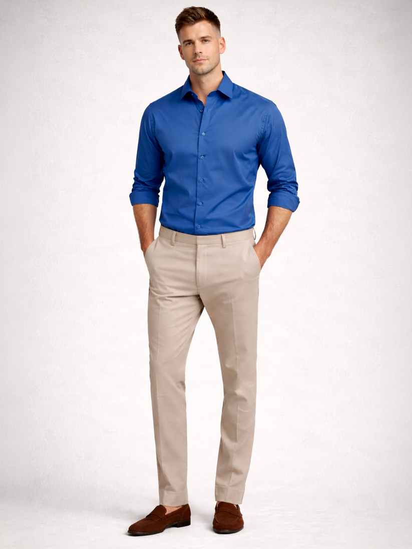 Slate Blue Luxe Stretch Shirt