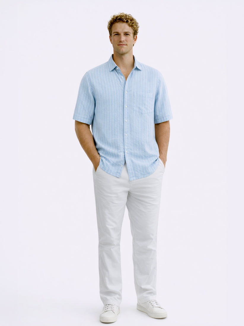 Linen Rich Blue Stripe Shirt