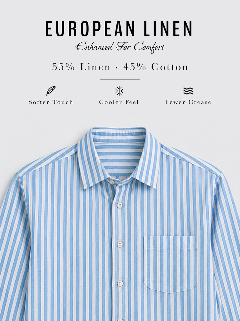 Linen Rich Striped Blue Shirt