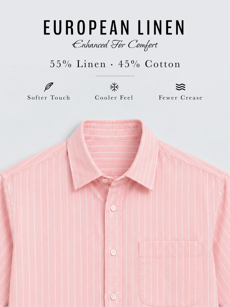 Linen Rich Pinstriped Coral Shirt