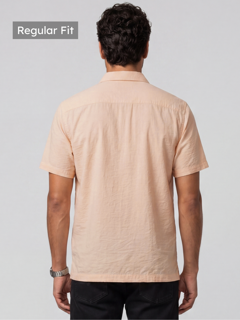 Champagne Pink Crinckled Solid Shirt