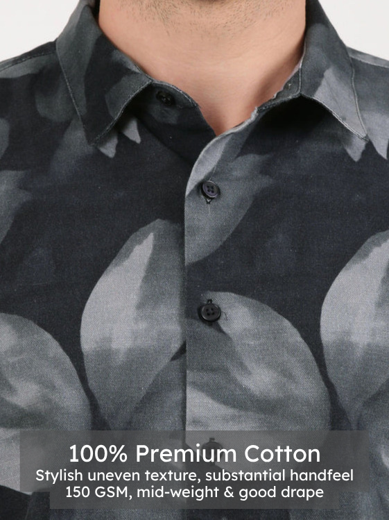 Abstract Charcoal Print Shirt