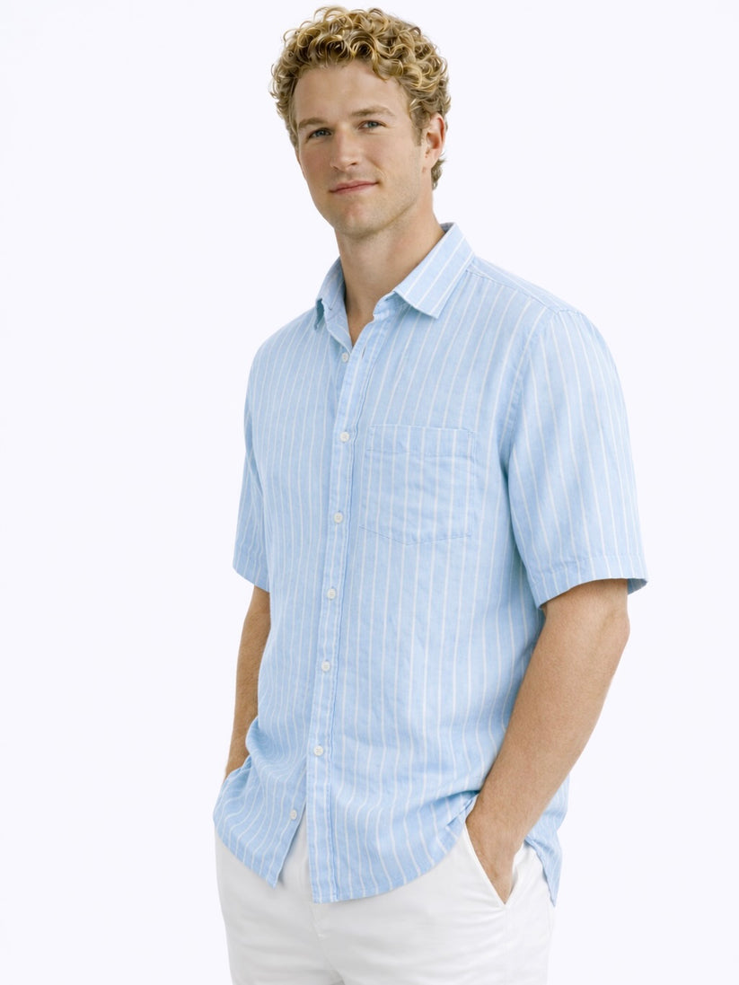 Linen Rich Blue Stripe Shirt