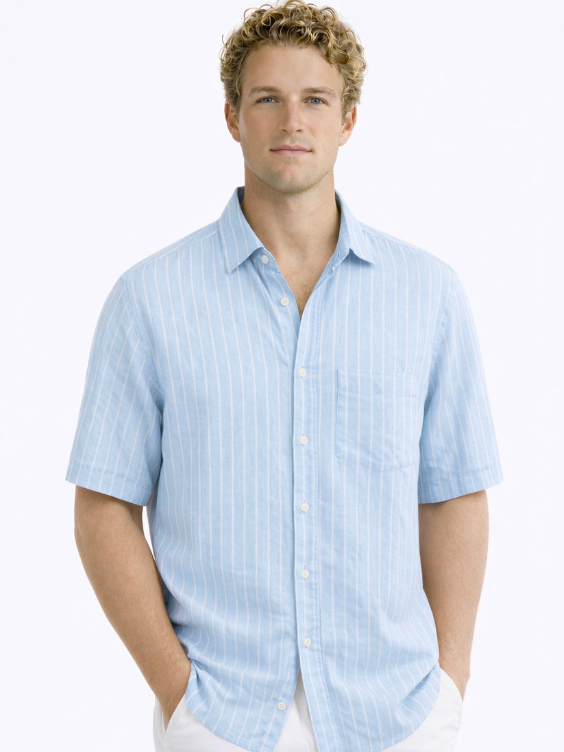 Linen Rich Blue Stripe Shirt
