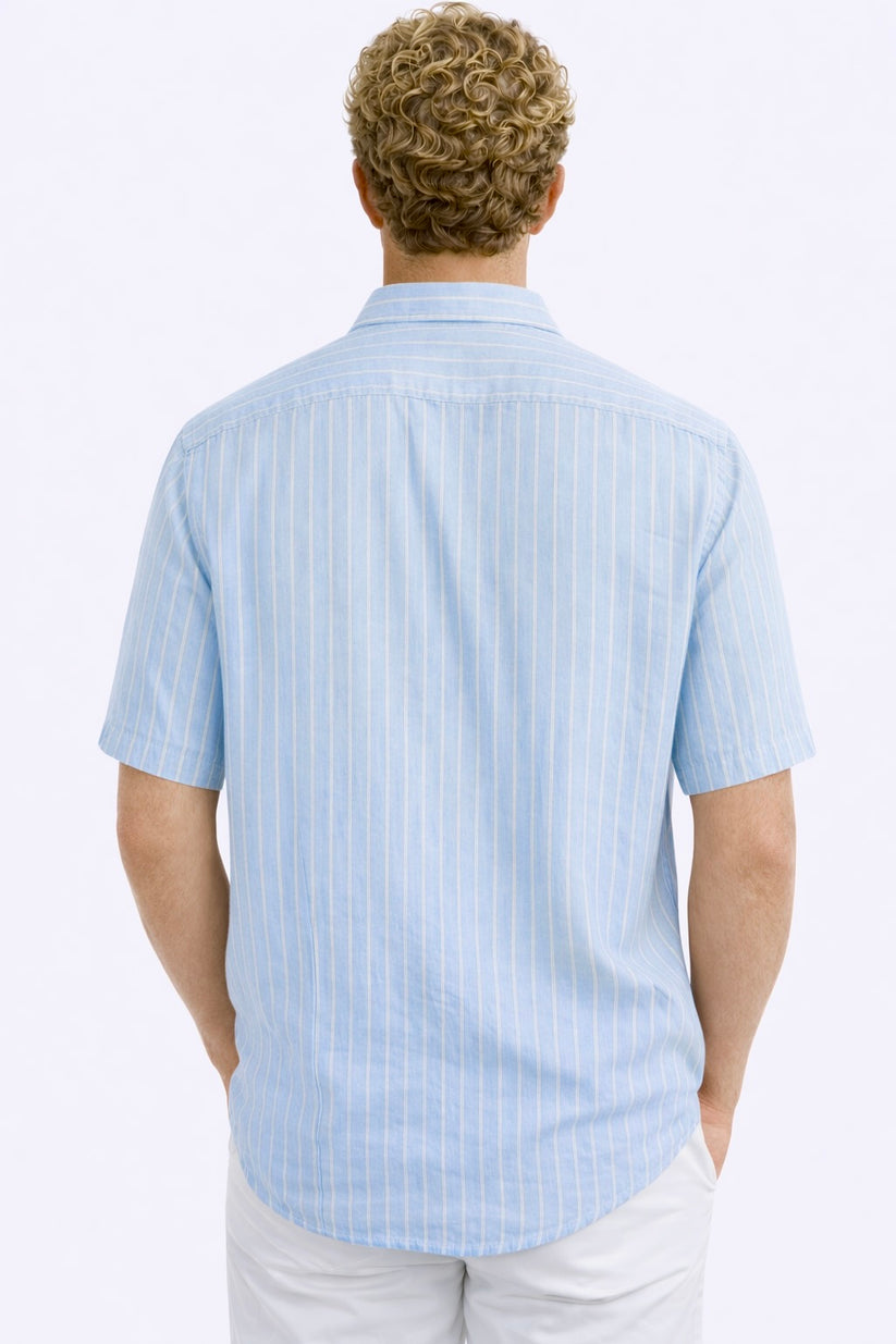 Linen Rich Blue Stripe Shirt
