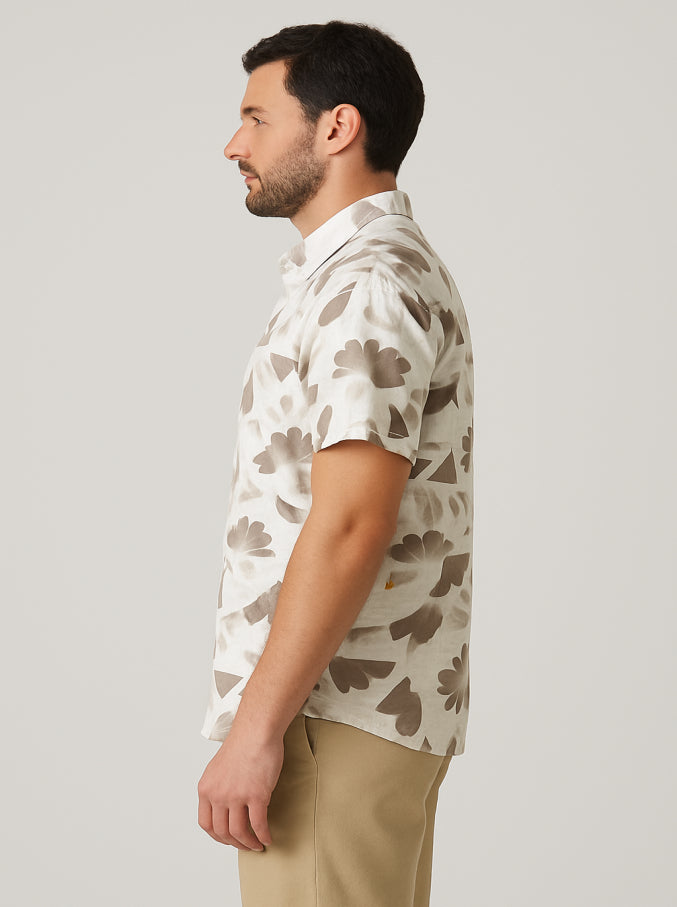 Brown Abstract Print Shirt