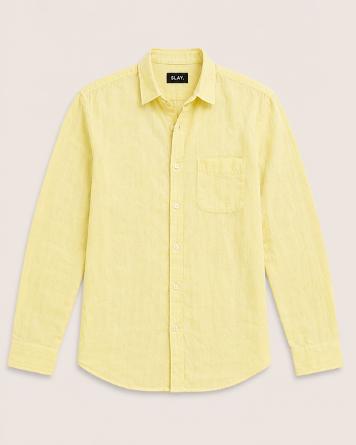 Yellow Pure European Linen Shirt