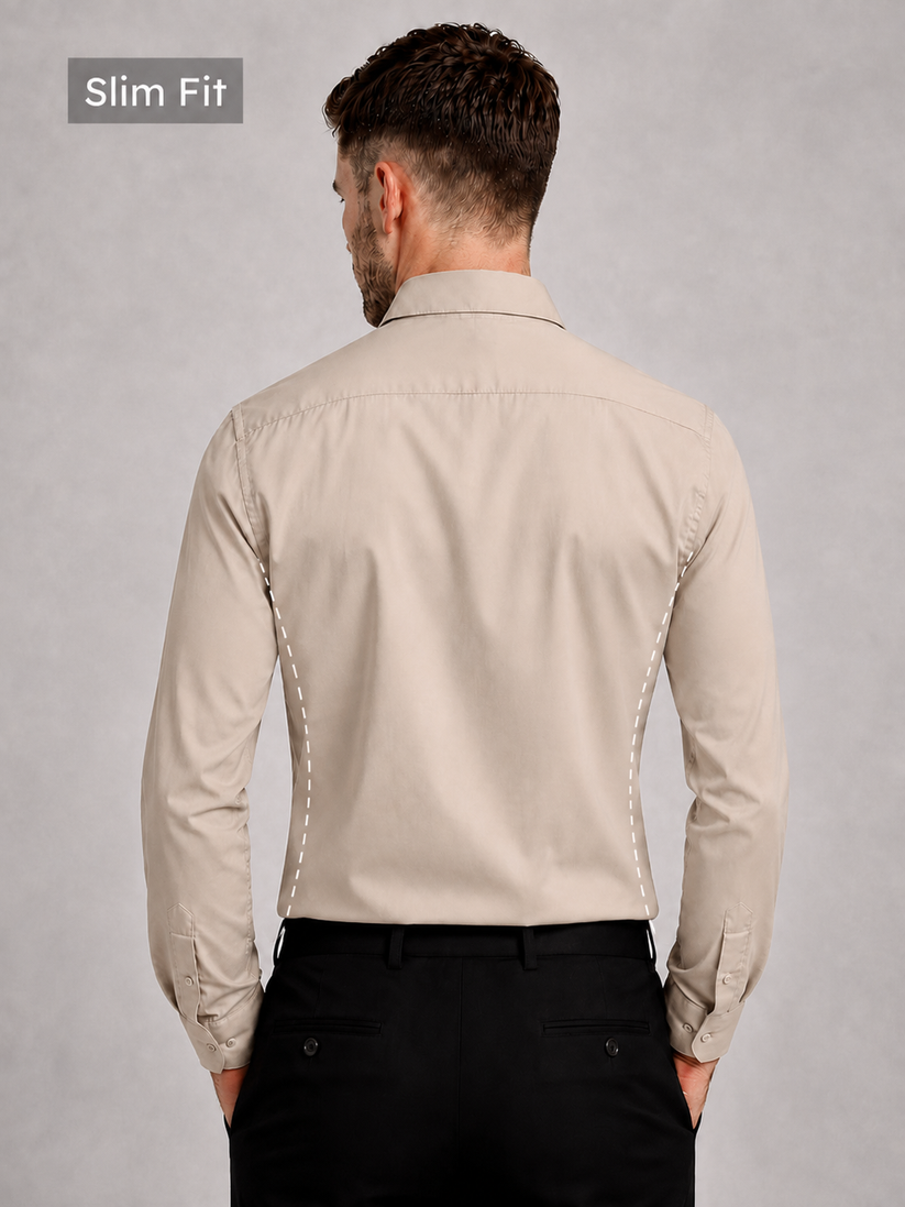 Slim Fit Beige Luxe Stretch Shirt