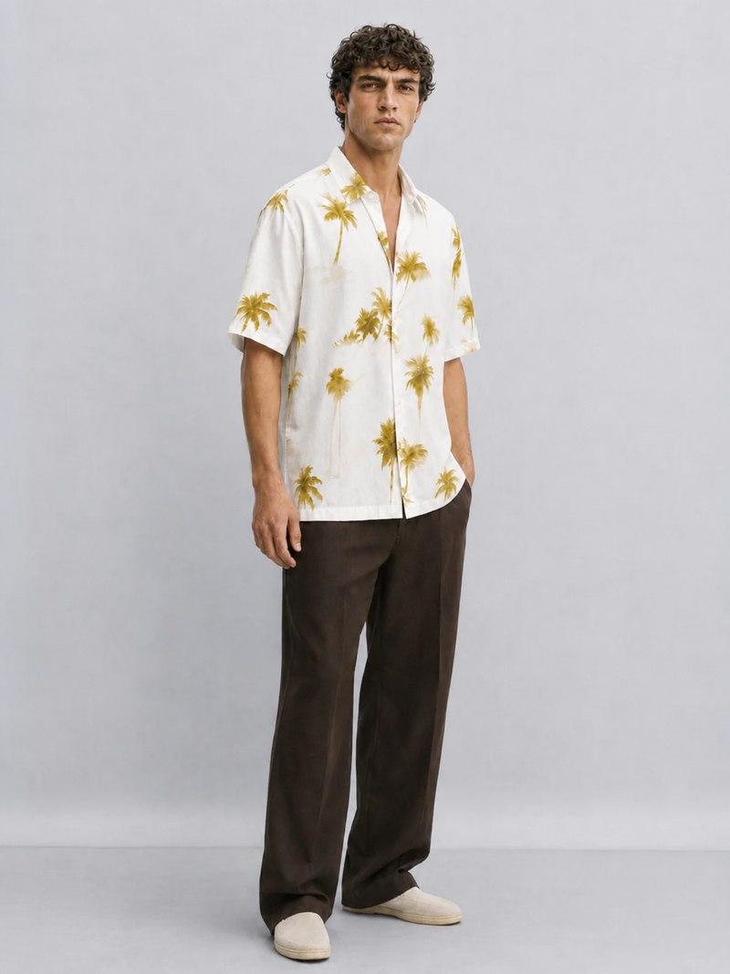 Crinkled Palm Print Shirt
