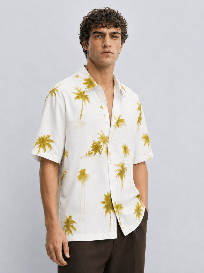 Crinkled Palm Print Shirt