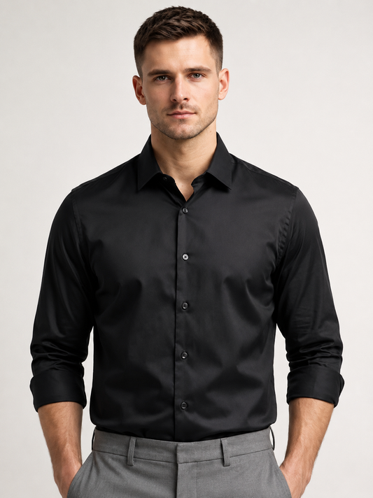 Slim Fit Midnight Black Luxe Stretch Shirt