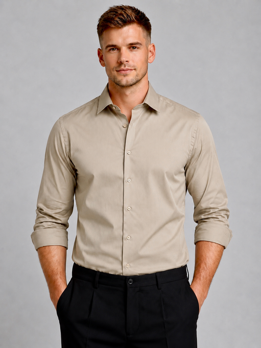 Beige Luxe Stretch Shirt