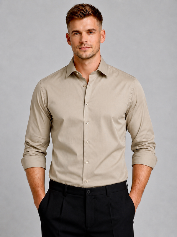 Beige Luxe Stretch Shirt