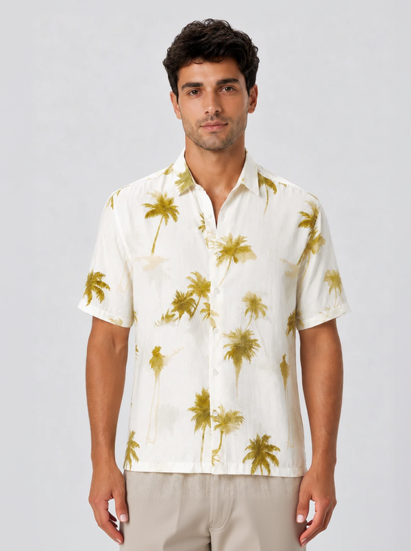 Crinkled Palm Print Shirt