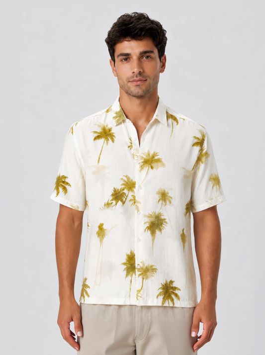Crinkled Palm Print Shirt