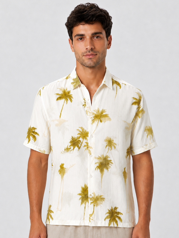 Crinkled Palm Print Shirt
