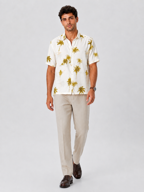 Crinkled Palm Print Shirt