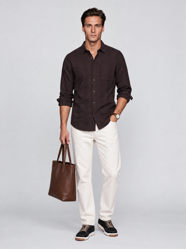 Dark Espresso Vertical Stripe Shirt