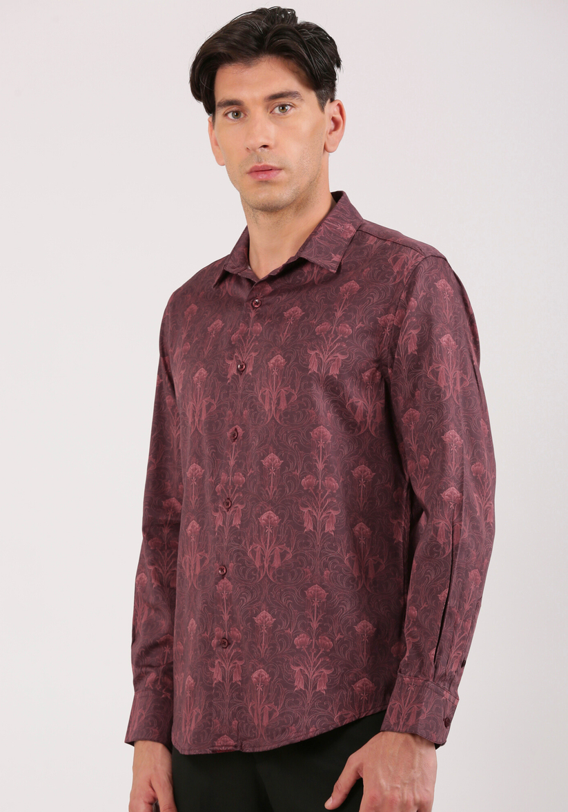 Artistic Maroon Print Shirt