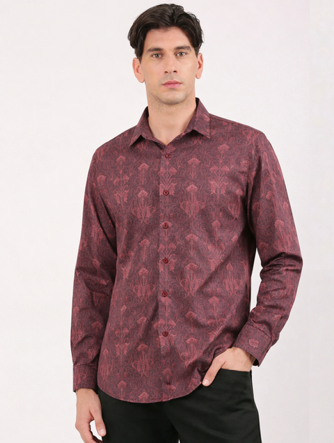 Artistic Maroon Print Shirt