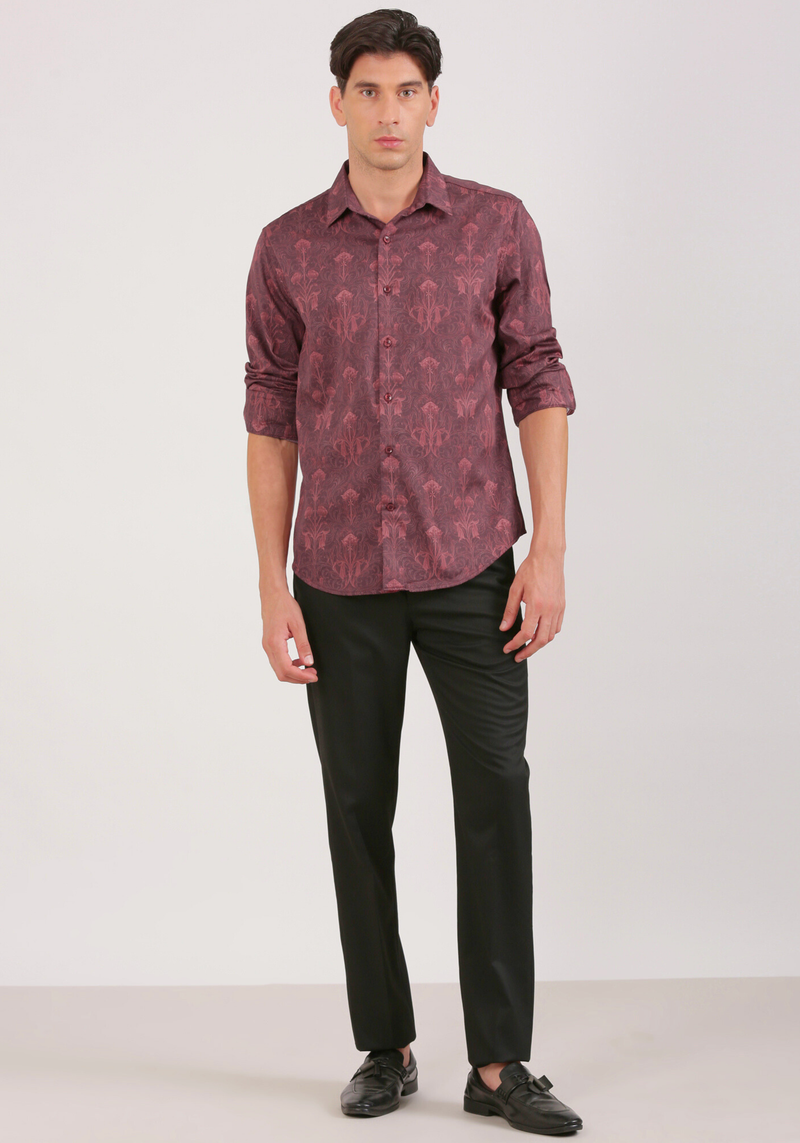Artistic Maroon Print Shirt