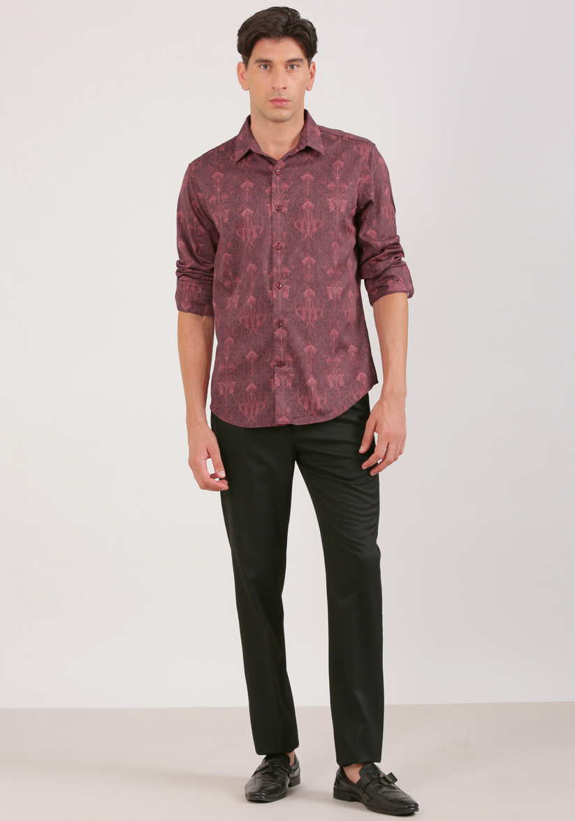 Artistic Maroon Print Shirt