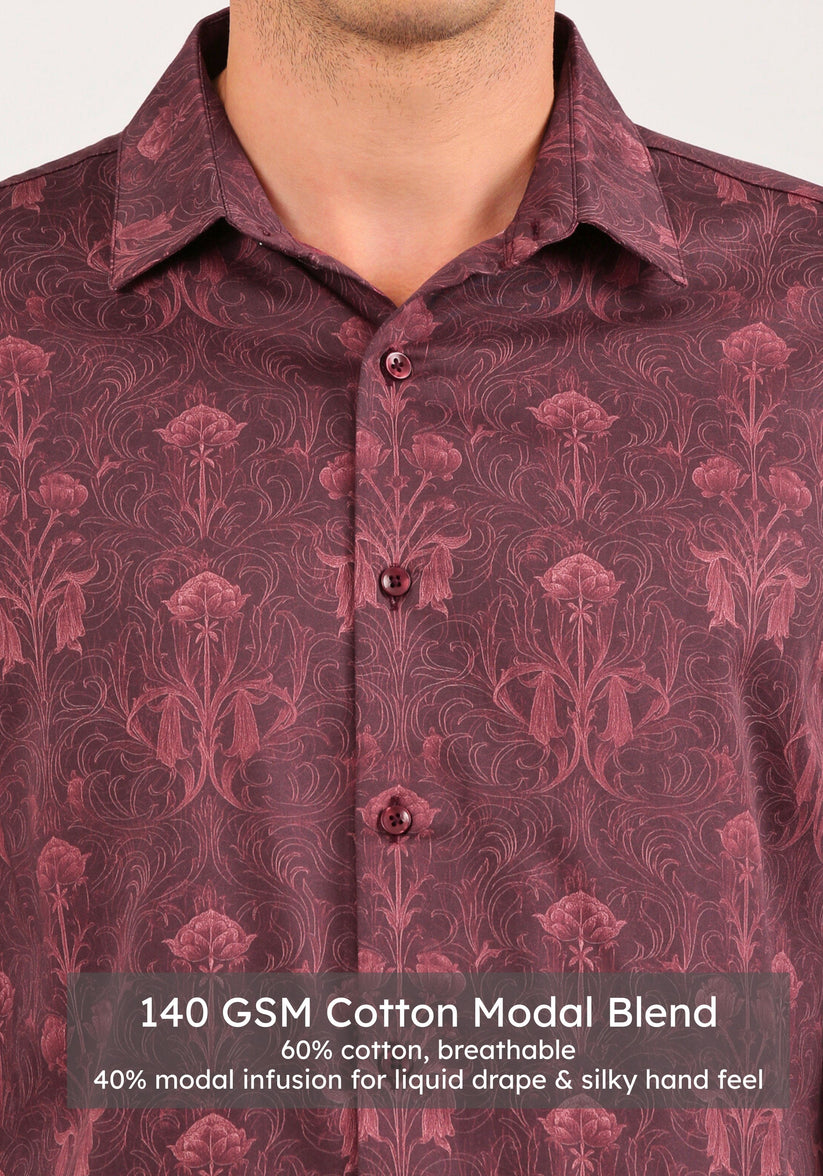Artistic Maroon Print Shirt