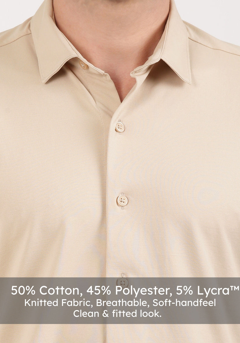 Slim Fit Sand Beige Knit Shirt