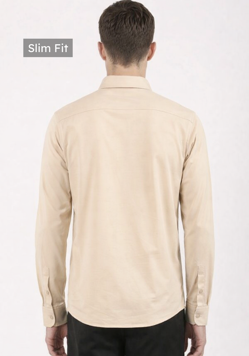 Slim Fit Sand Beige Knit Shirt