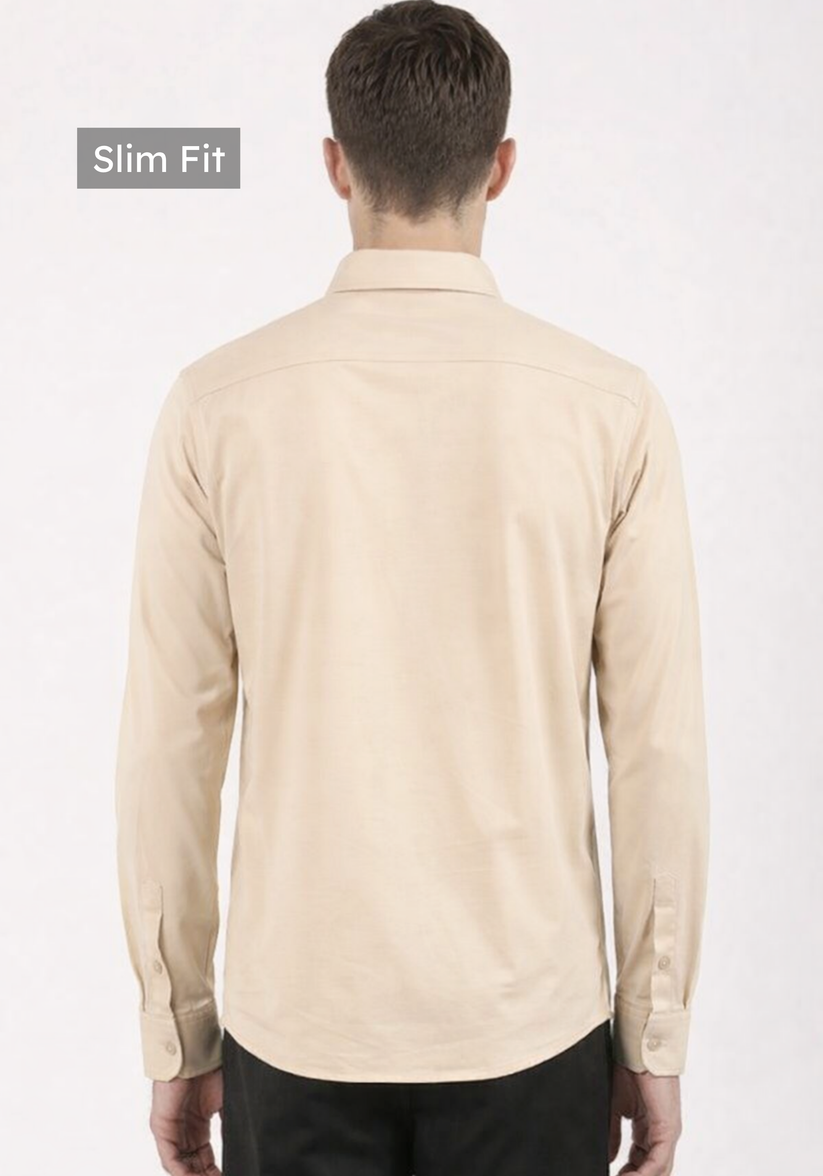 Slim Fit Sand Beige Knit Shirt
