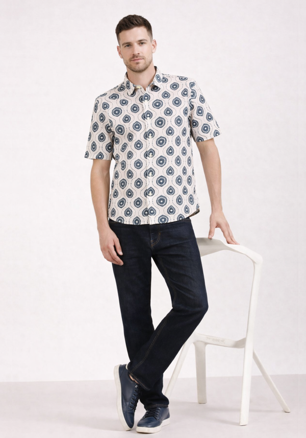 Geometric Ivory Print Shirt