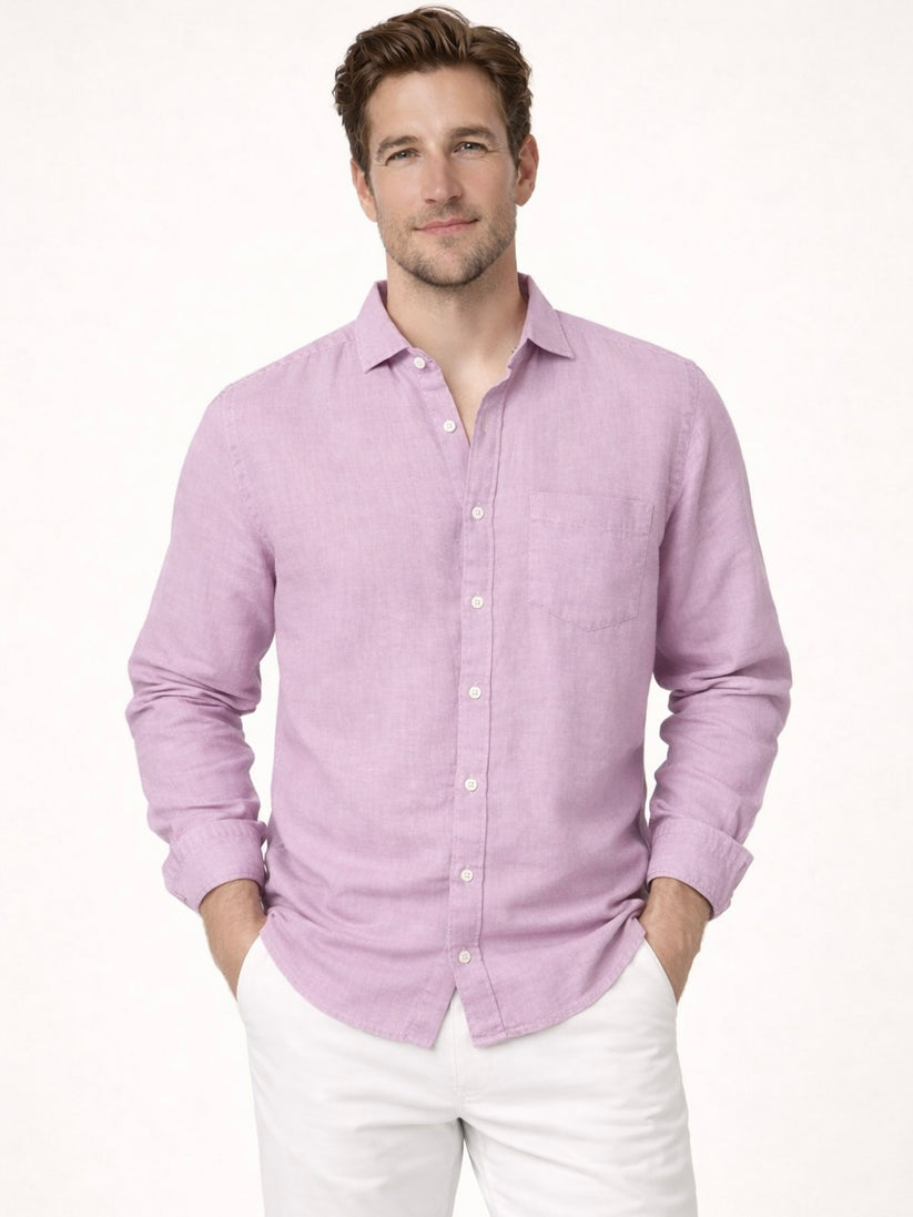 Linen Rich Dawn Pink Shirt