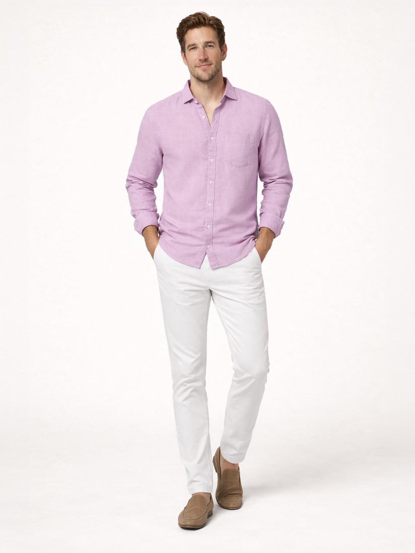 Linen Rich Dawn Pink Shirt