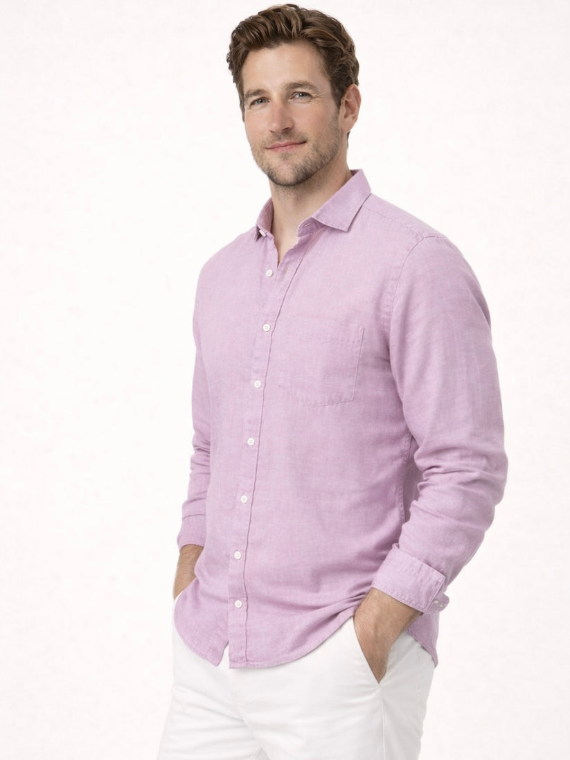 Linen Rich Dawn Pink Shirt