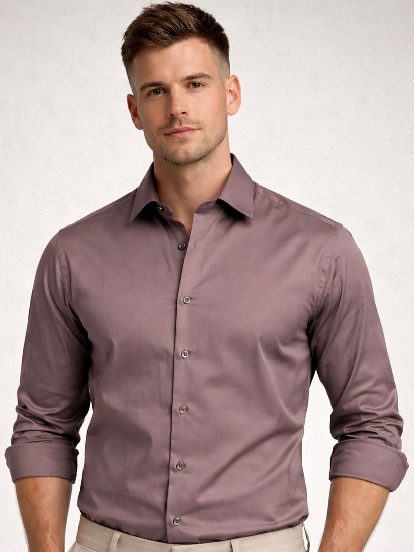 Slim Fit Twilight Mauve Luxe Stretch Shirt –